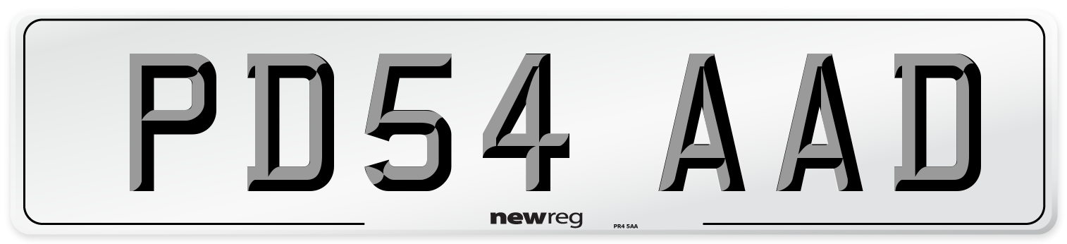 PD54 AAD Number Plate from New Reg
